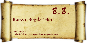 Burza Bogárka névjegykártya